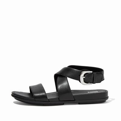 Fitflop Gracie Buckle Leather Ankle-Strap - Sandalen Damen - Schwarz (JZC743861)